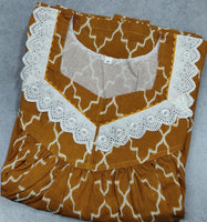 Cotton Pleated, Pockets, No Open Medium Printed Nighty