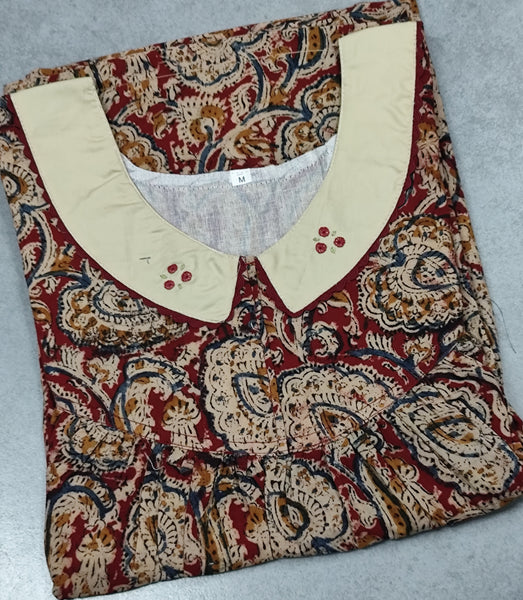 Cotton Pleated, Pockets, No Open Medium Printed Nighty