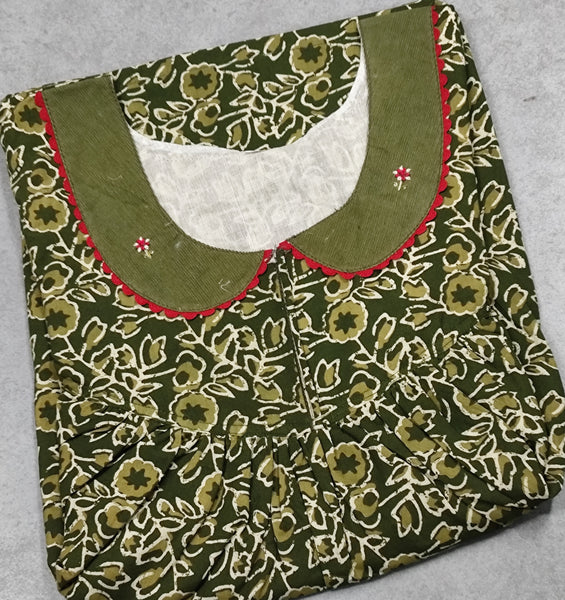 Cotton Pleated, Pockets, No Open Medium Printed Nighty
