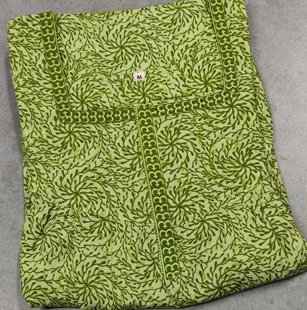 Cotton Pleated, Pockets, Full Open Medium Printed Nighty