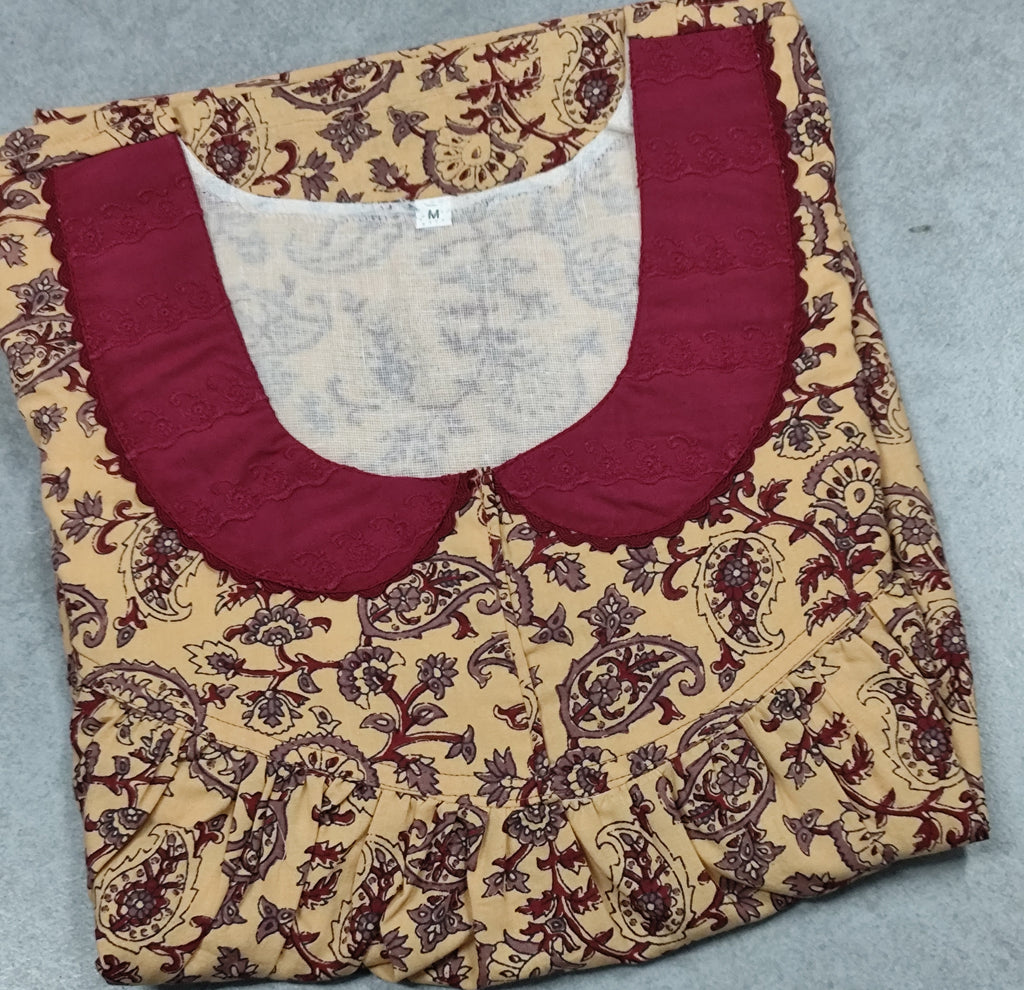 Cotton Pleated, Pockets, No Open Medium Printed Nighty
