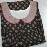 Cotton Pleated, Pockets, Half Open Medium Printed Nighty