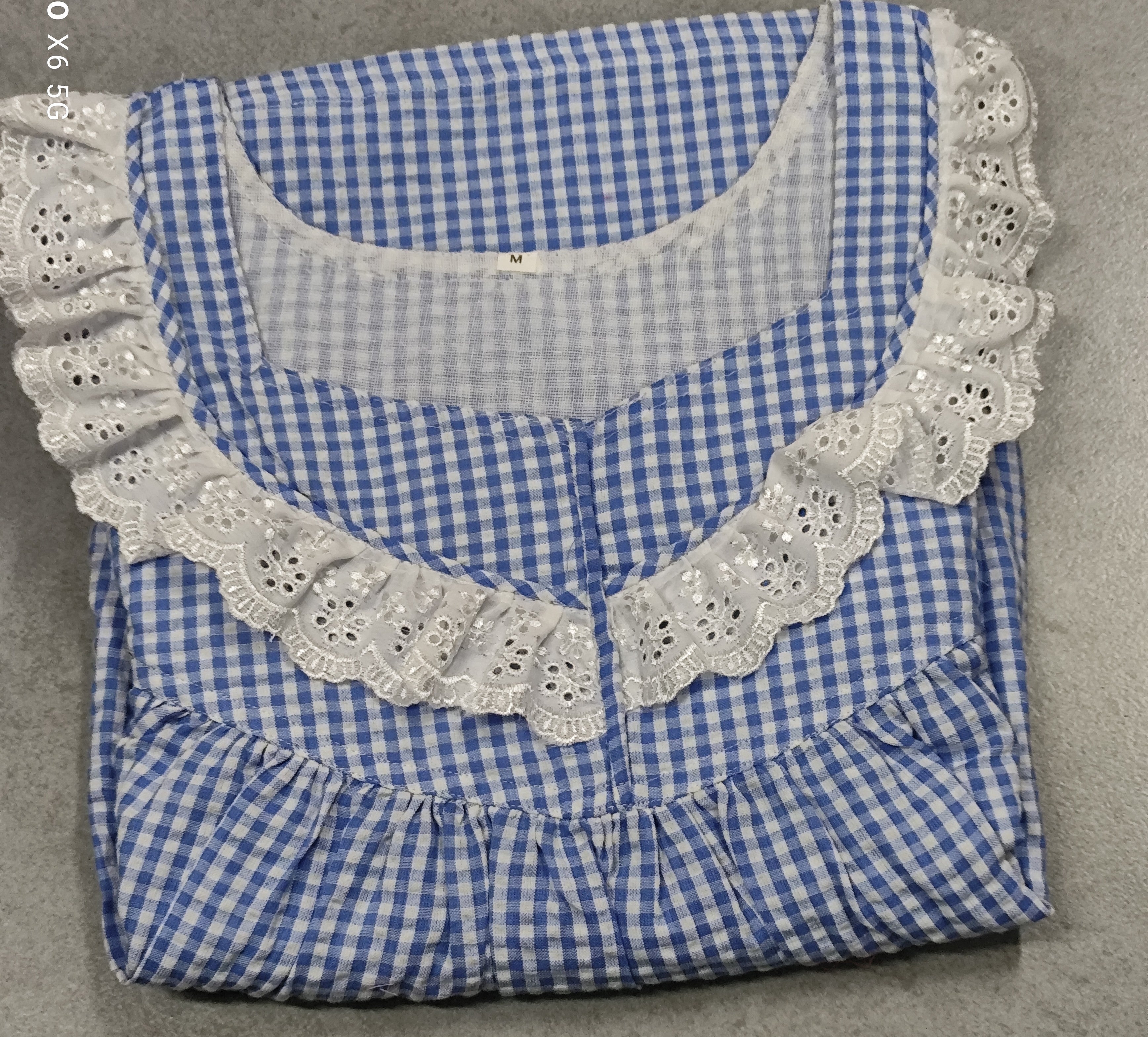 Cotton Pleated, Pockets, Half Open Medium Printed Nighty