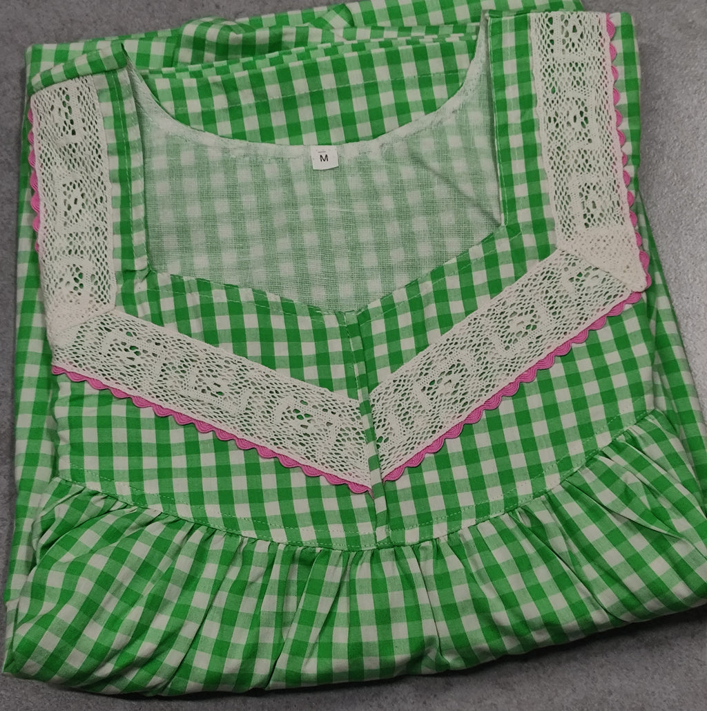 Cotton Pleated, Pockets, No Open Medium Printed Nighty