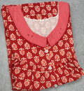 Cotton Pleated, Pockets, Half Open Medium Printed Nighty
