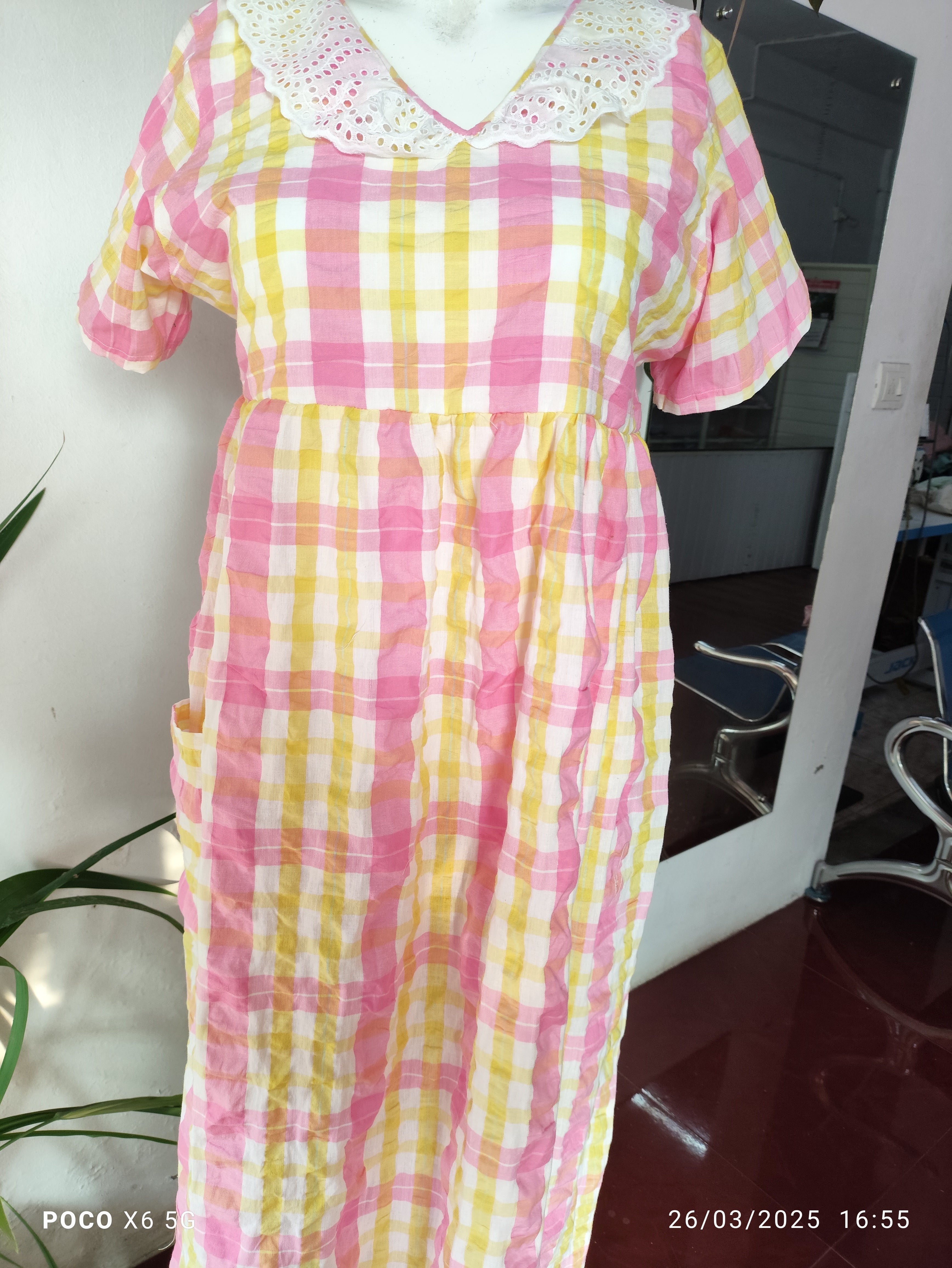 Cotton Pleated, With Pockets, Back A-line, Sleeveless, Side elastic Large Printed Maternity Wear