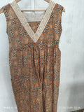 Cotton Pleated, With Pockets, Back A-line, Sleeveless, Side elastic Large Printed Frock Nighty