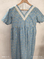 Cotton Pleated, With Pockets, Back A-line, Side elastic Medium Printed Frock Nighty