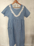 Cotton Pleated, With Pockets, Back A-line, Side elastic Medium Printed Frock Nighty