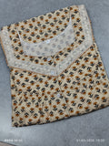 Cotton Pleated, With Pockets, Half Open Large Printed Nighty