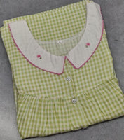 Cotton Pleated, With Pockets, Half Open, No Open Large Printed Nighty