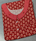 Cotton Pleated, With Pockets, Half Open Large Printed Nighty