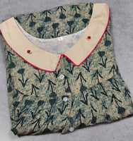 Cotton Pleated, With Pockets, Half Open Large Printed Nighty