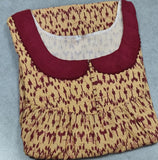 Cotton Pleated, With Pockets, Half Open Large Printed Nighty