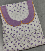 Cotton Pleated, With Pockets, Half Open Large Printed Nighty