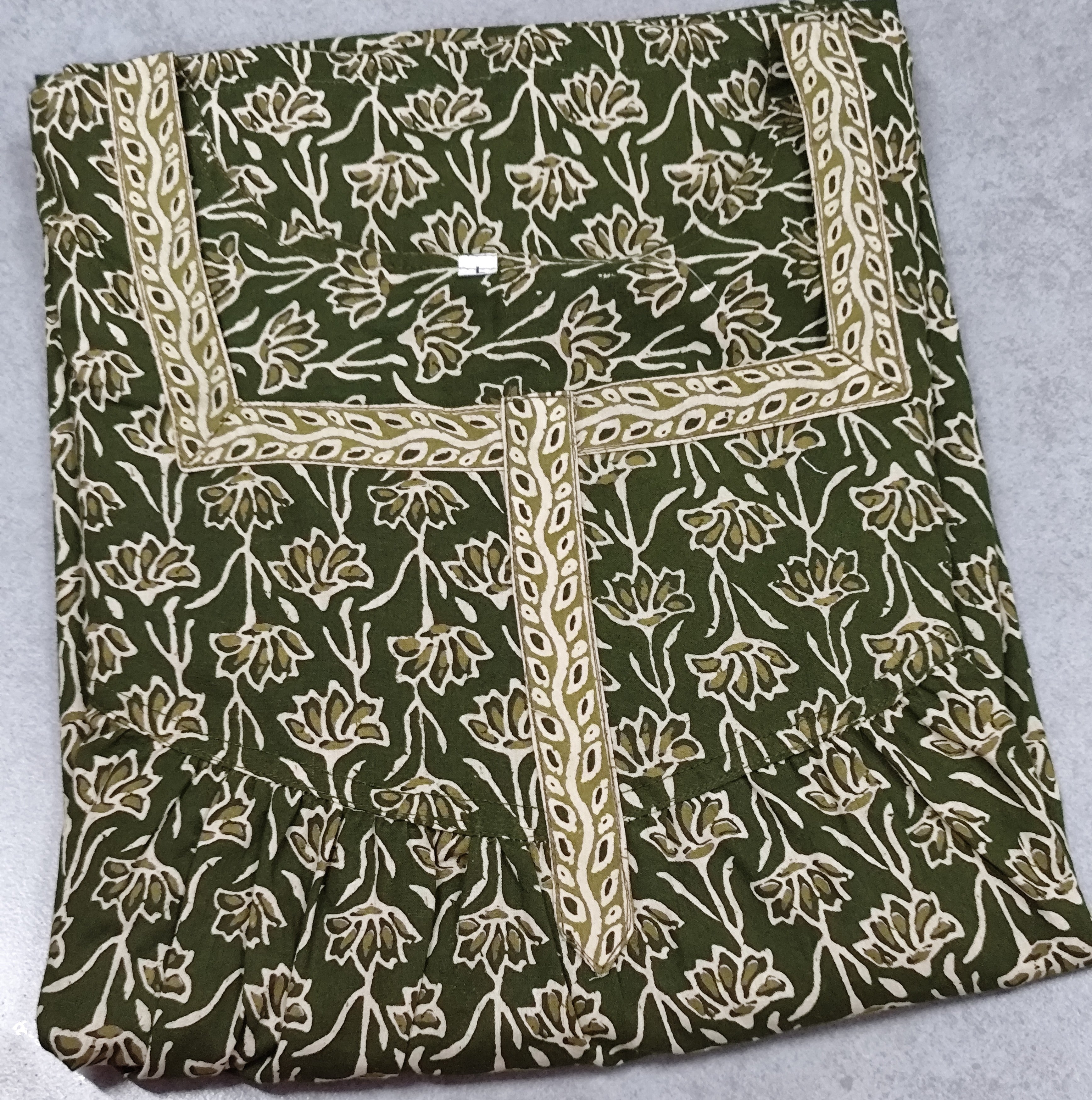 Cotton Pleated, With Pockets, No Open Large Printed Nighty