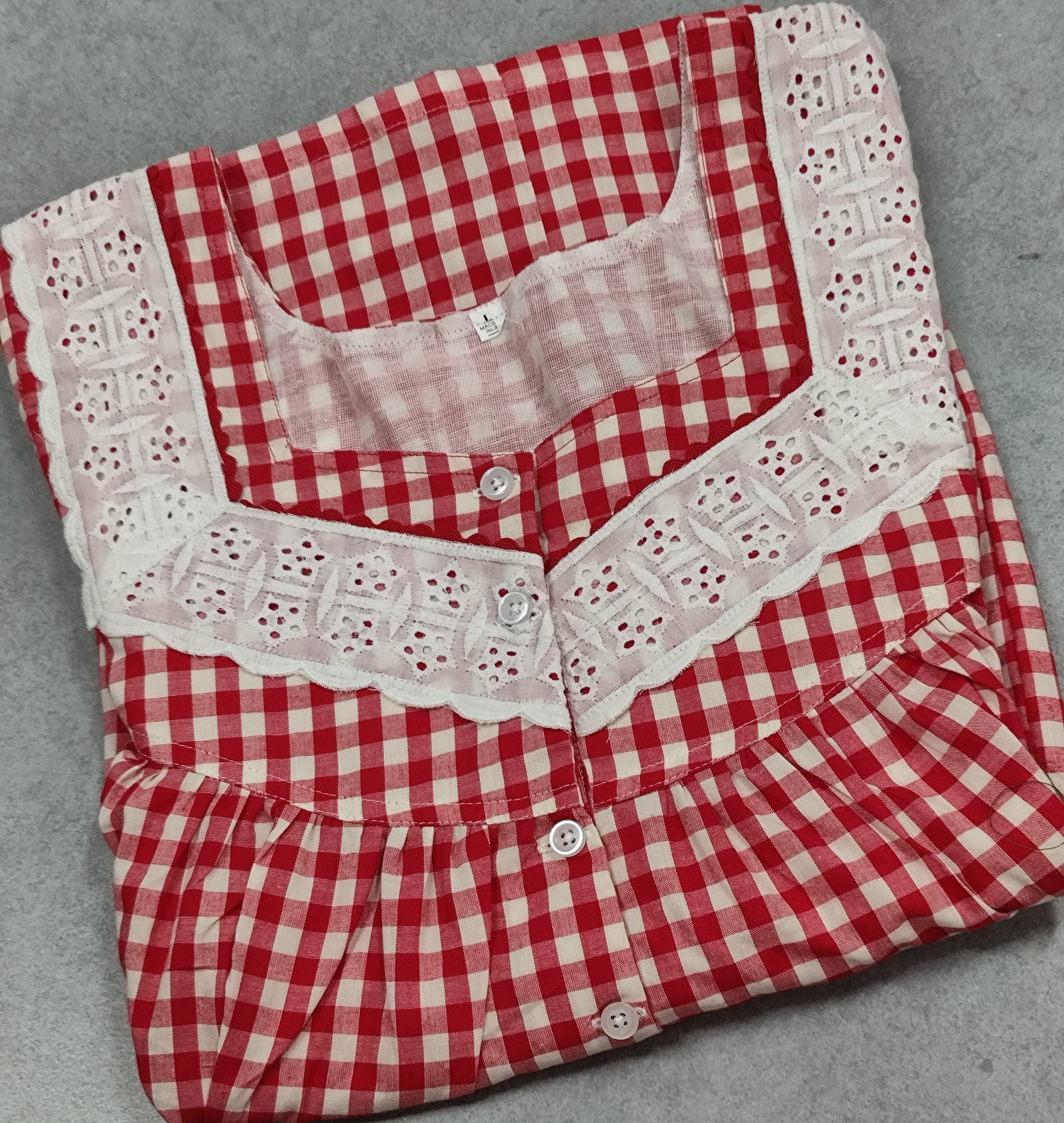 Cotton Pleated, With Pockets, Half Open Large Printed Nighty