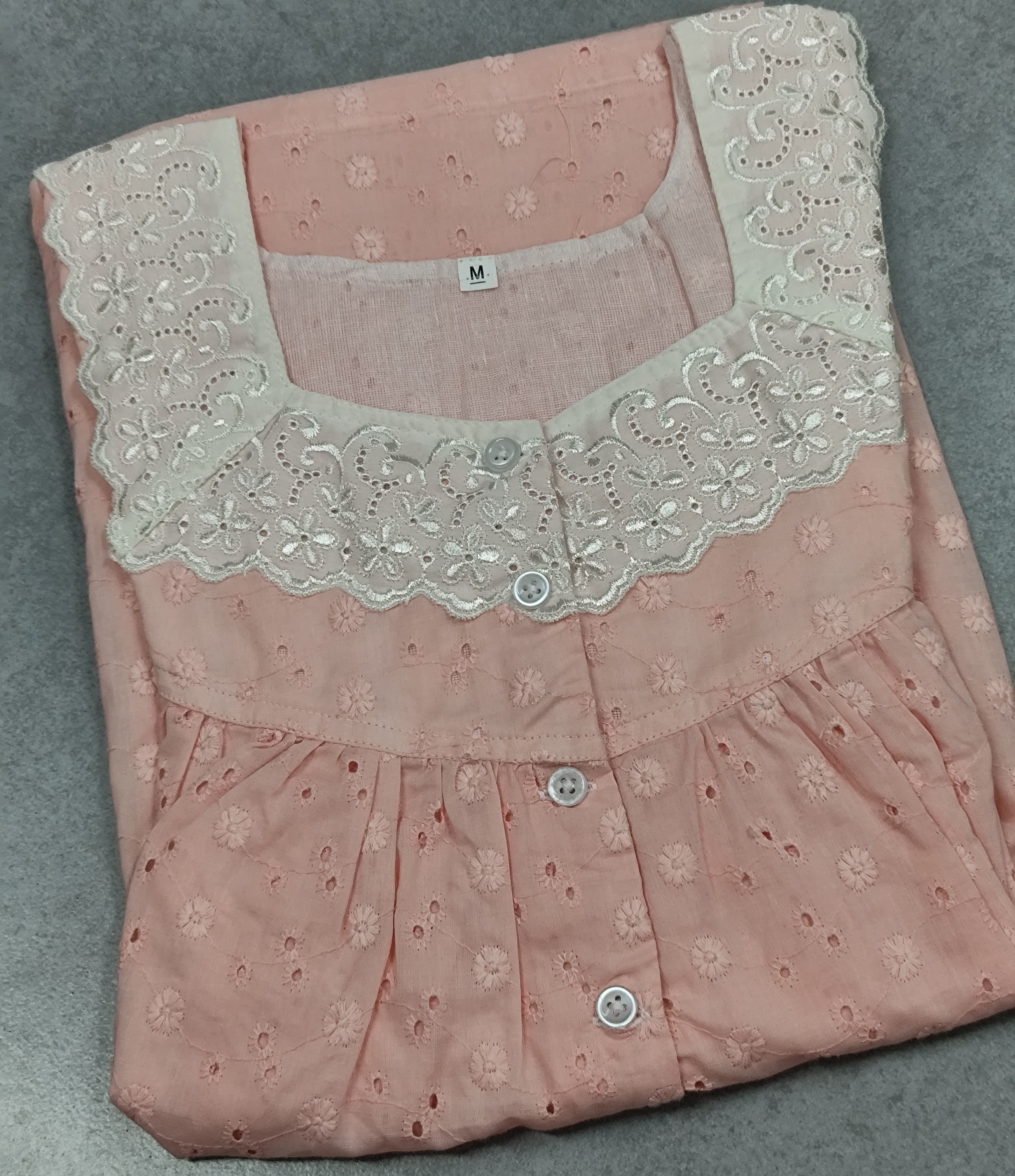 Hacoba Pleated, With Pockets, Half Open Medium Printed Nighty