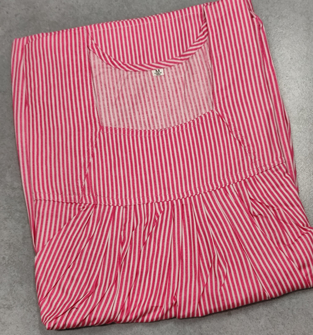 Cotton Pleated, No Open Medium Printed Nighty