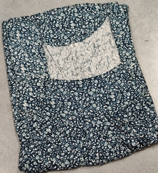 Cotton Pleated, No Open Medium Printed Nighty