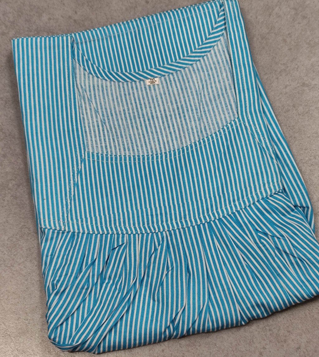 Cotton Pleated, No Open Medium Printed Nighty
