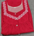 Cotton Pleated, Pockets, Half Open Small Printed Nighty