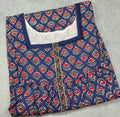 Cotton Pleated, Pockets, Half Open Large Printed Nighty