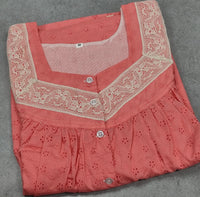 Cotton Pleated, Pockets, Half Open Small Printed Nighty