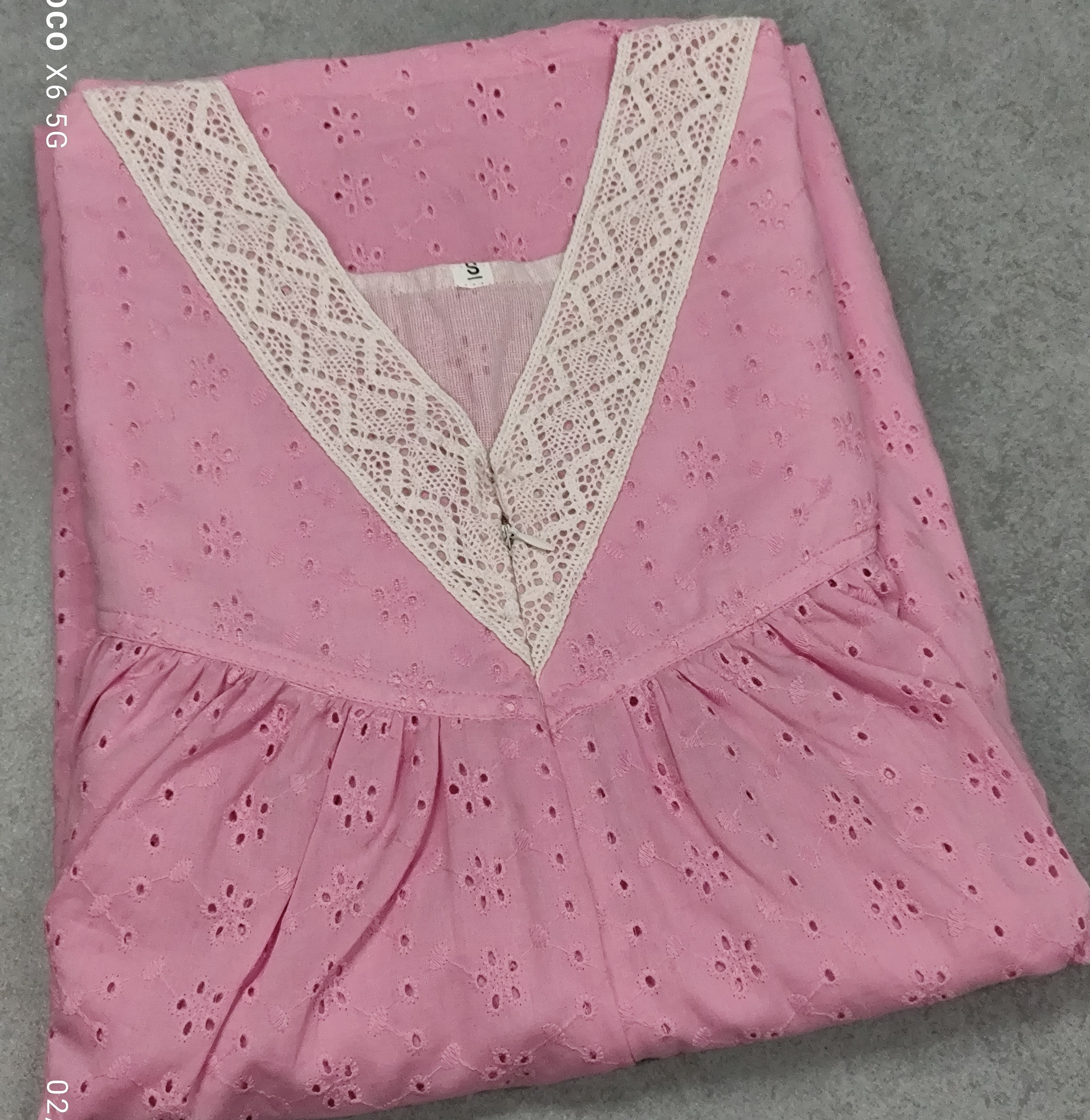 Cotton Pleated, Pockets, Sleeveless, Central zip Small Printed Nighty