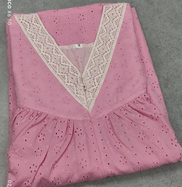 Cotton Pleated, Pockets, Sleeveless, Central zip Small Printed Nighty
