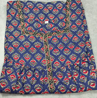 Cotton Pleated, No Open Small Printed Nighty