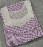 Cotton Pleated, Pockets, Half Open Small Printed Nighty