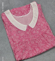 Hacoba Pleated, Pockets, No Open Small Printed Nighty