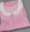 Hacoba Pleated, Pockets, Half Open Small Printed Nighty
