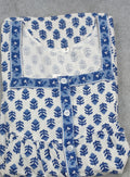 Cotton Pleated, Pockets, Half Open Small Printed Nighty