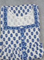 Cotton Pleated, Pockets, Half Open Small Printed Nighty