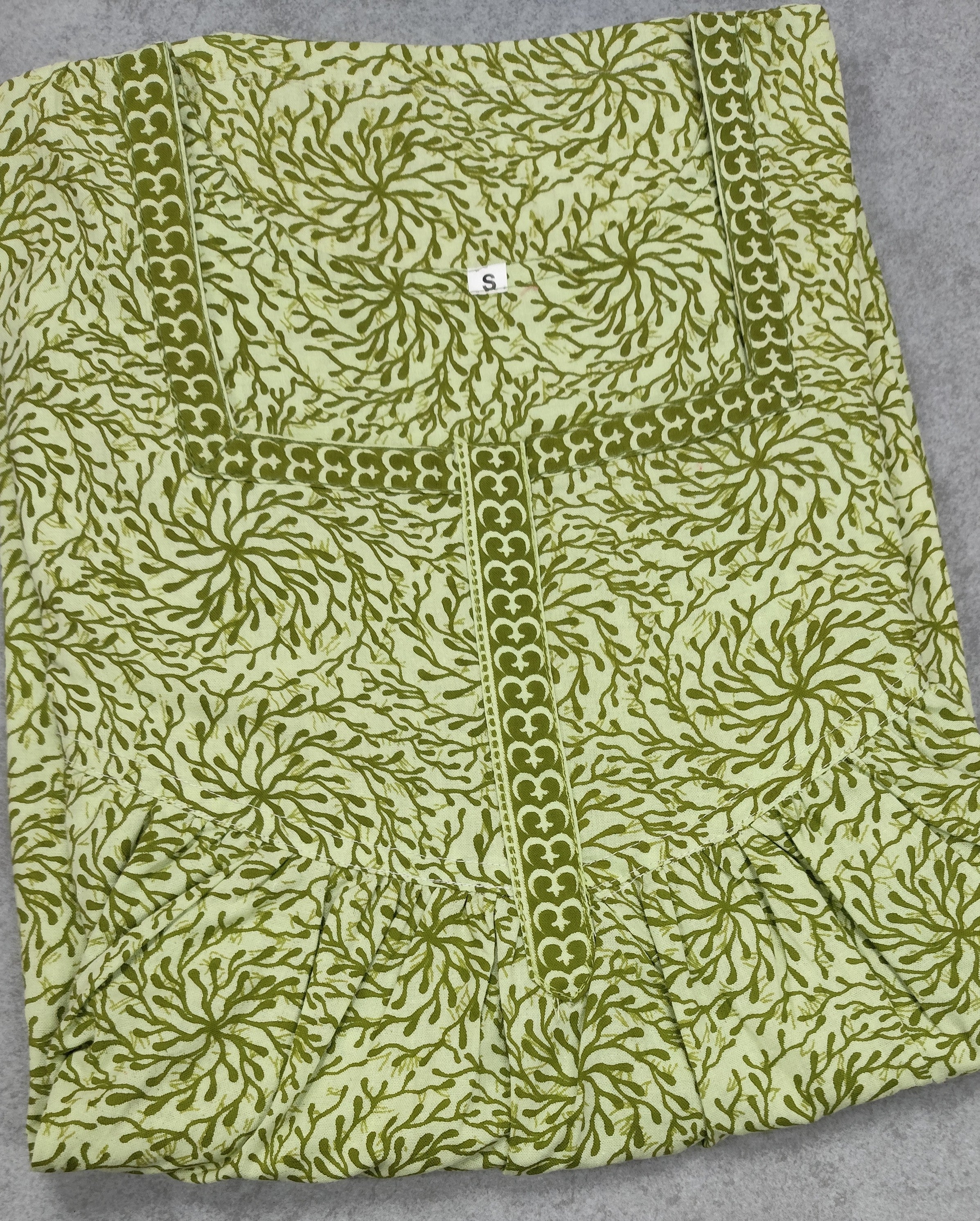 Cotton Pleated, With Pockets, No Open Small Printed Nighty