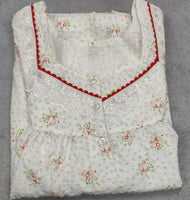 Cotton Pleated, Full Open Small Printed Nighty