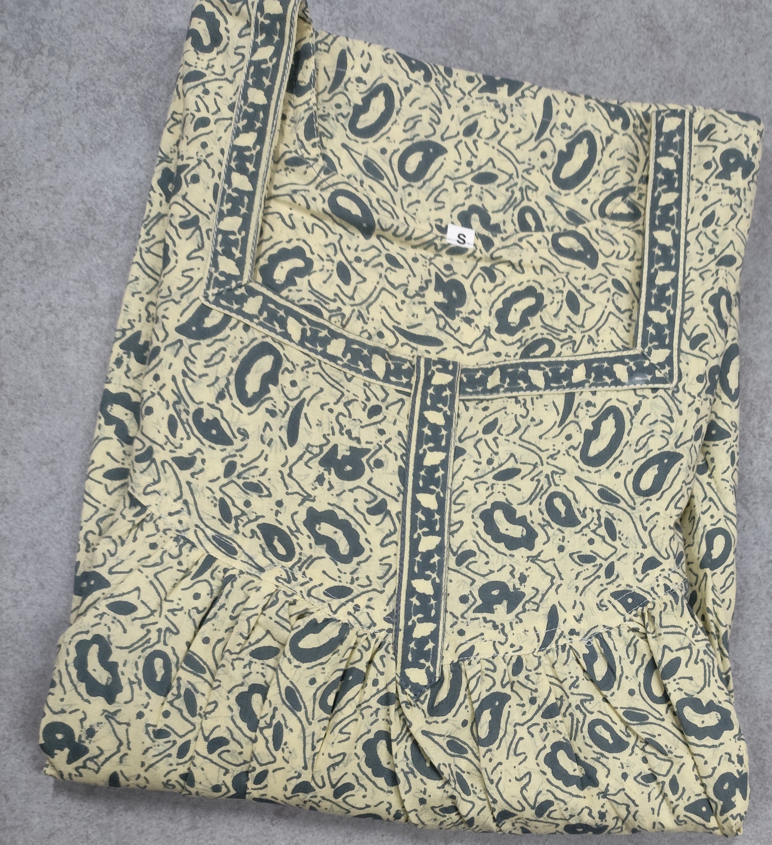 Cotton Pleated, Pockets, No Open Small Printed Nighty