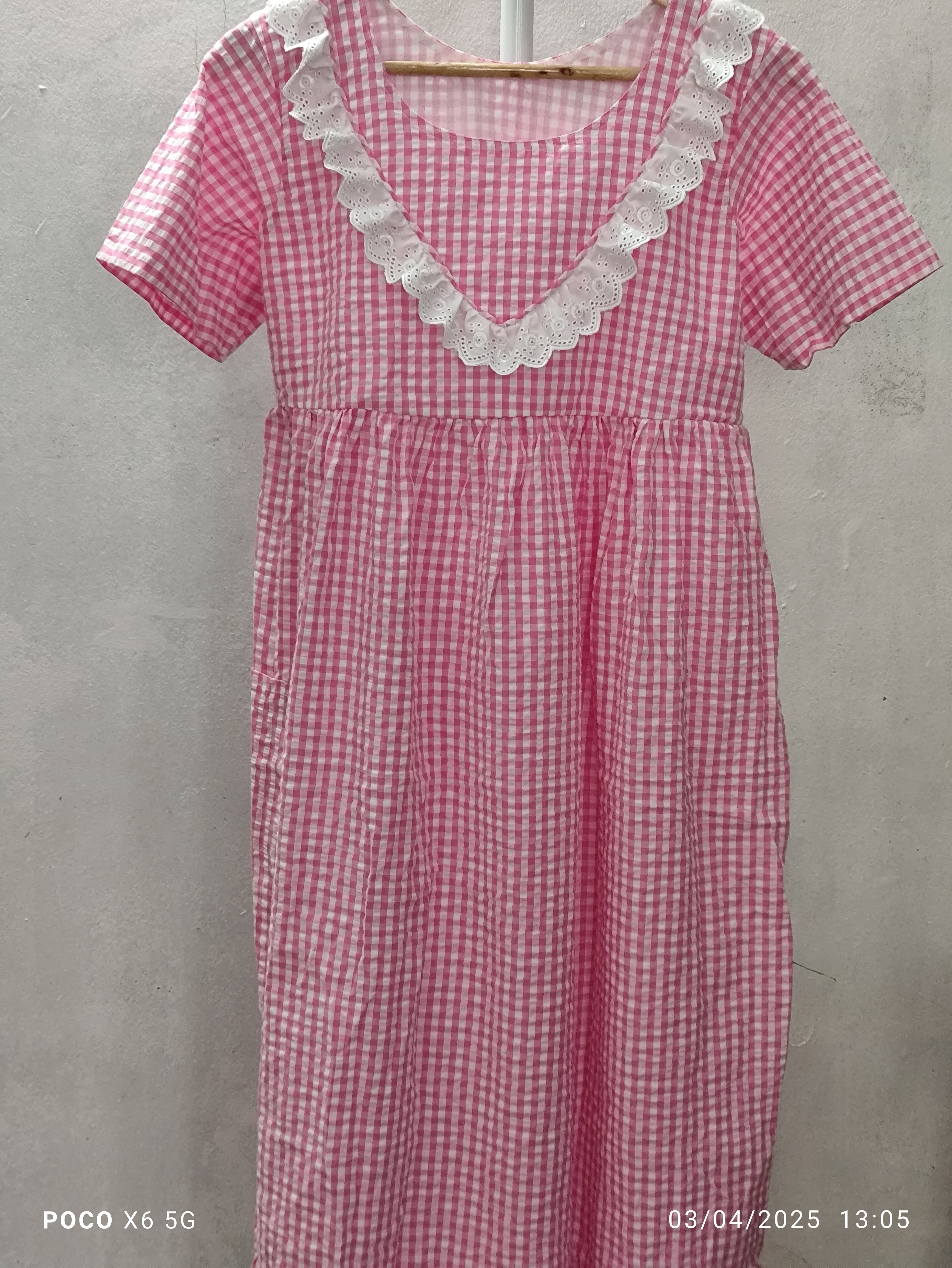 Bantex Pleated, Pockets, Back A-line, Side elastic Medium Printed Frock Nighty