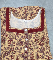 Cotton Pleated, Pockets, Half Open Small Printed Nighty