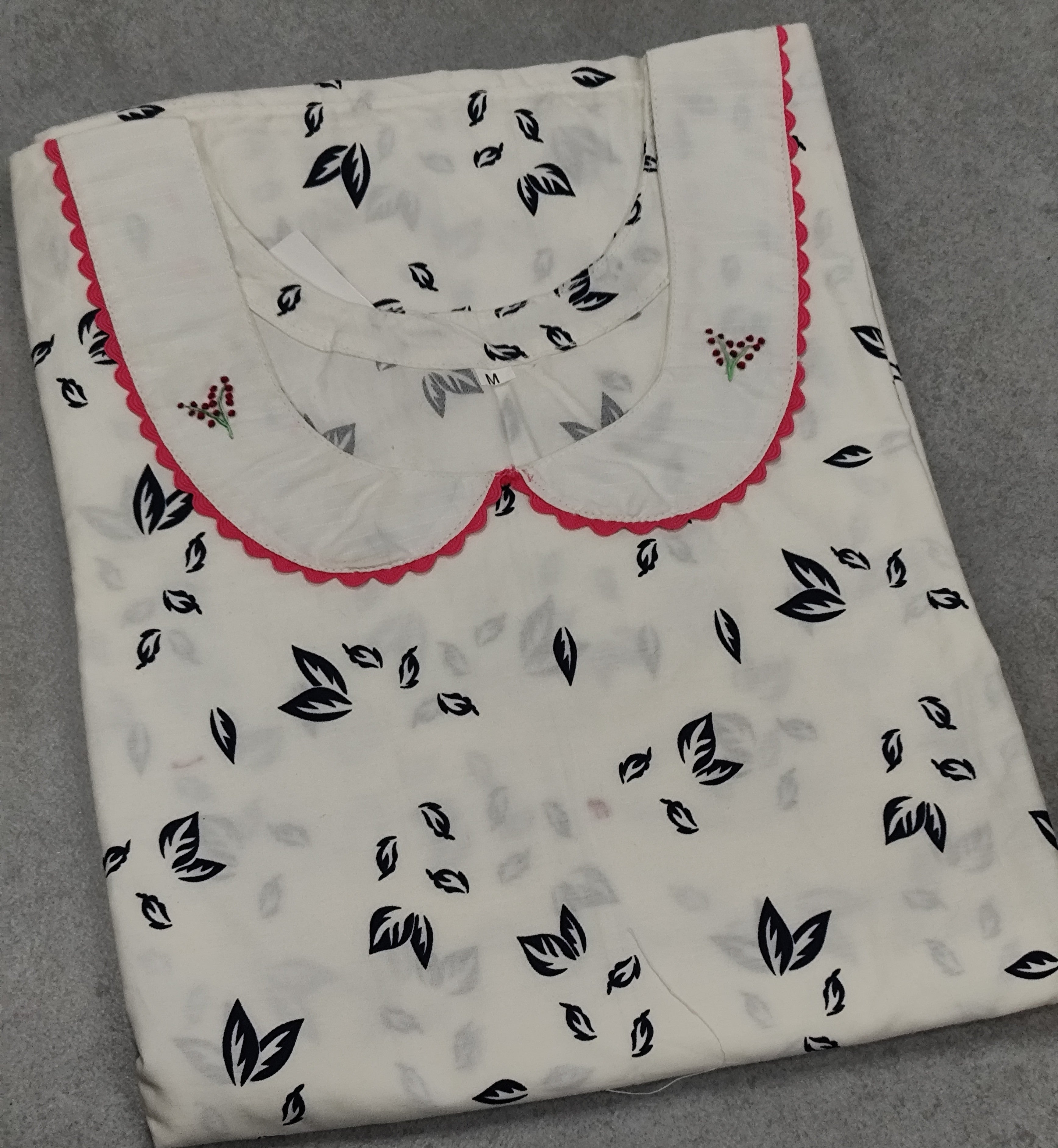 Cotton A-line , With Pockets, No Open Medium Printed Nighty