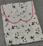 Cotton A-line , With Pockets, No Open Medium Printed Nighty