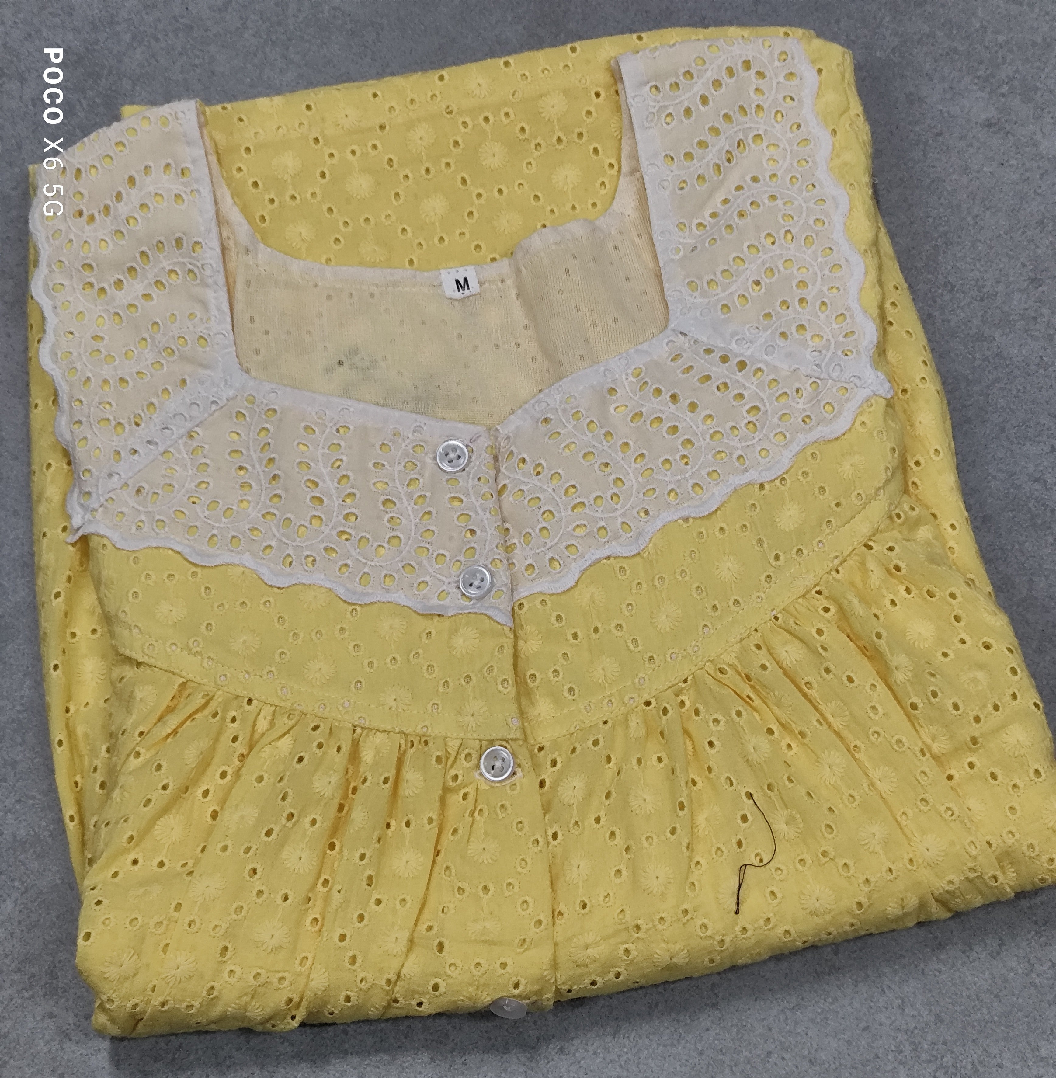 Hacoba Pleated, With Pockets, Half Open Medium Printed Nighty