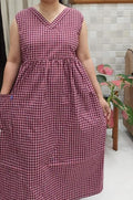 Cotton Pleated, Side zip, With Pockets, Back A-line, Sleeveless, Side elastic Large Printed Maternity Wear