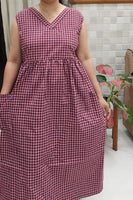 Cotton Pleated, With Pockets, Back A-line, Sleeveless, Side elastic Large Printed Frock Nighty