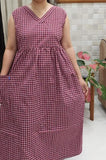 Cotton Pleated, With Pockets, Back A-line, Sleeveless, Side elastic Large Printed Frock Nighty