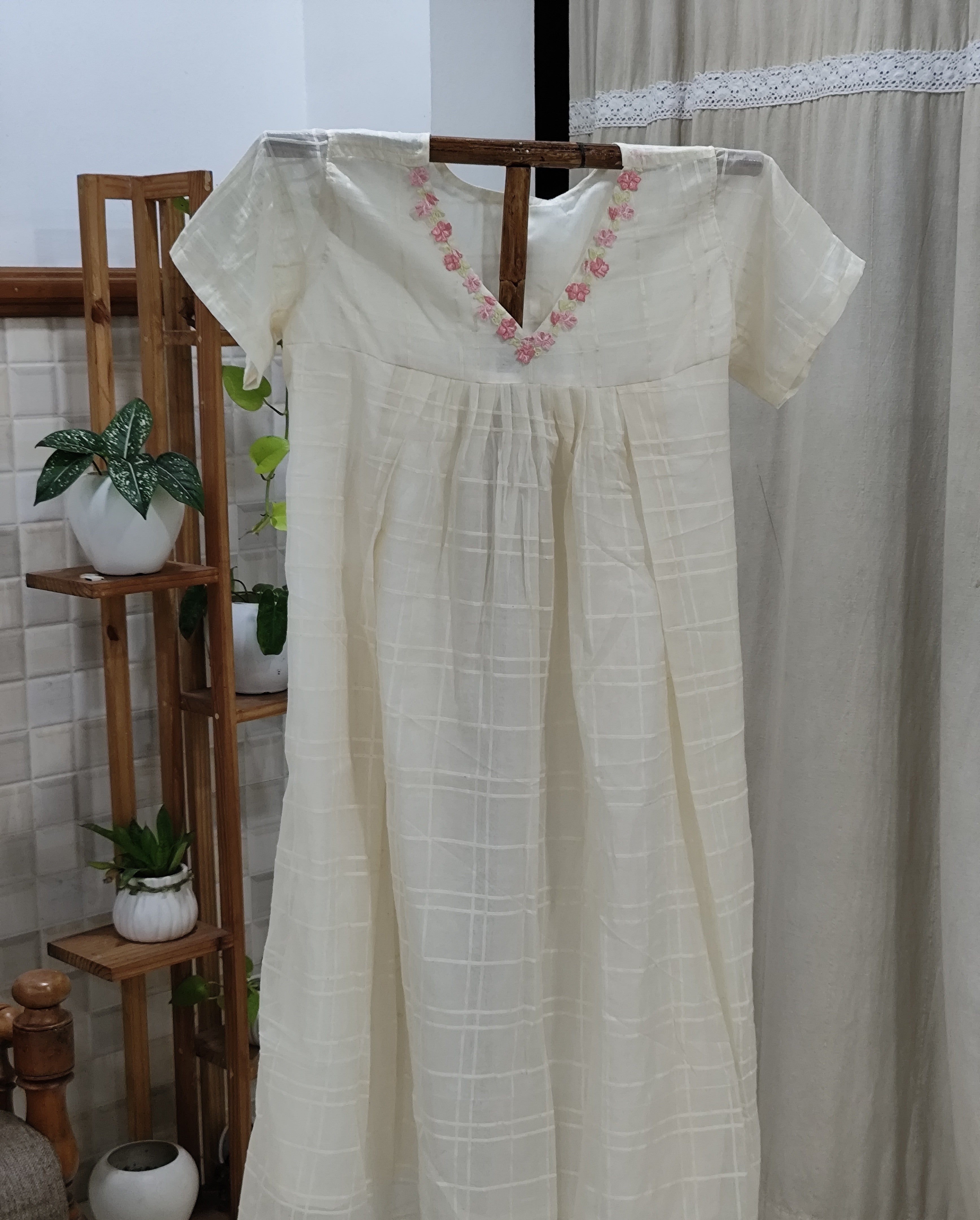 Cotton Pleated, Side zip, With Pockets, Back A-line Large Printed Maternity Wear