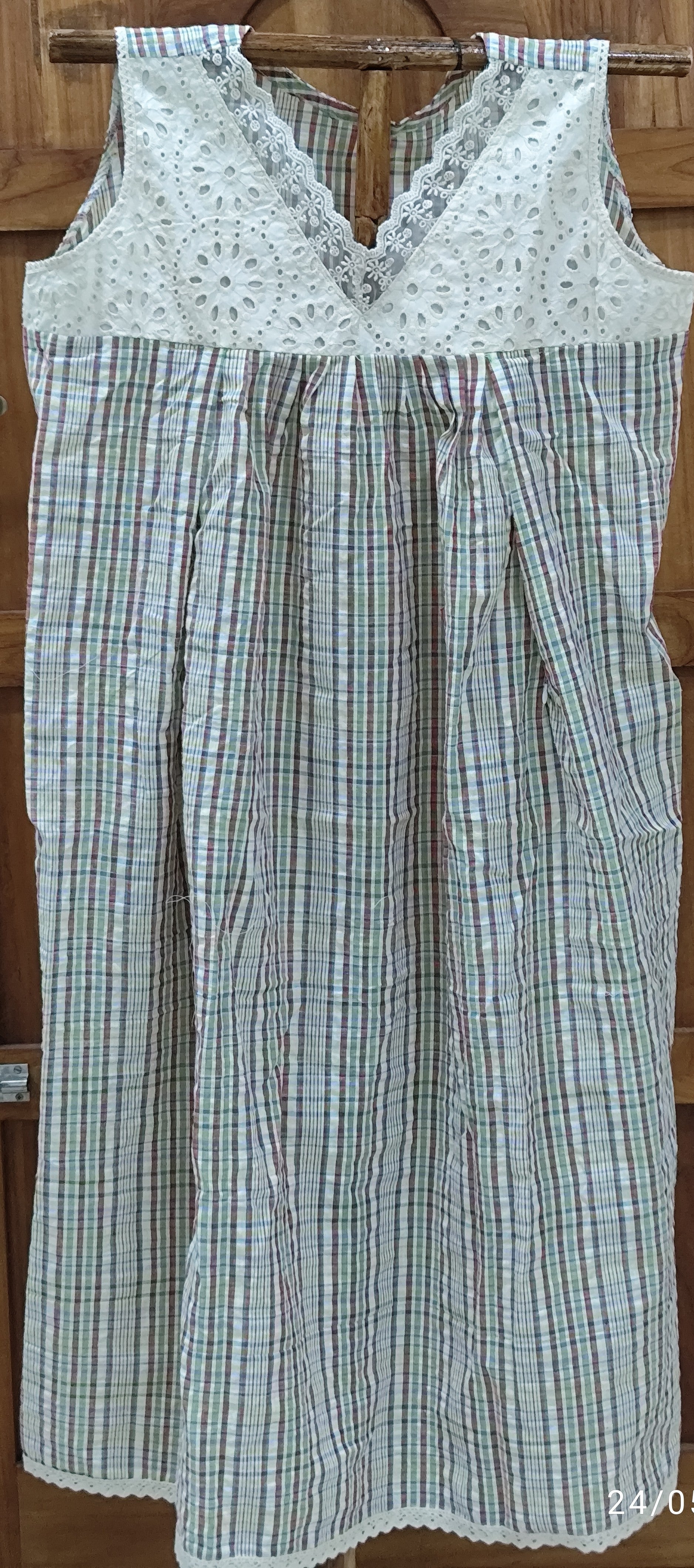 Cotton Pleated, Side zip, With Pockets, Back A-line Large Printed Maternity Wear