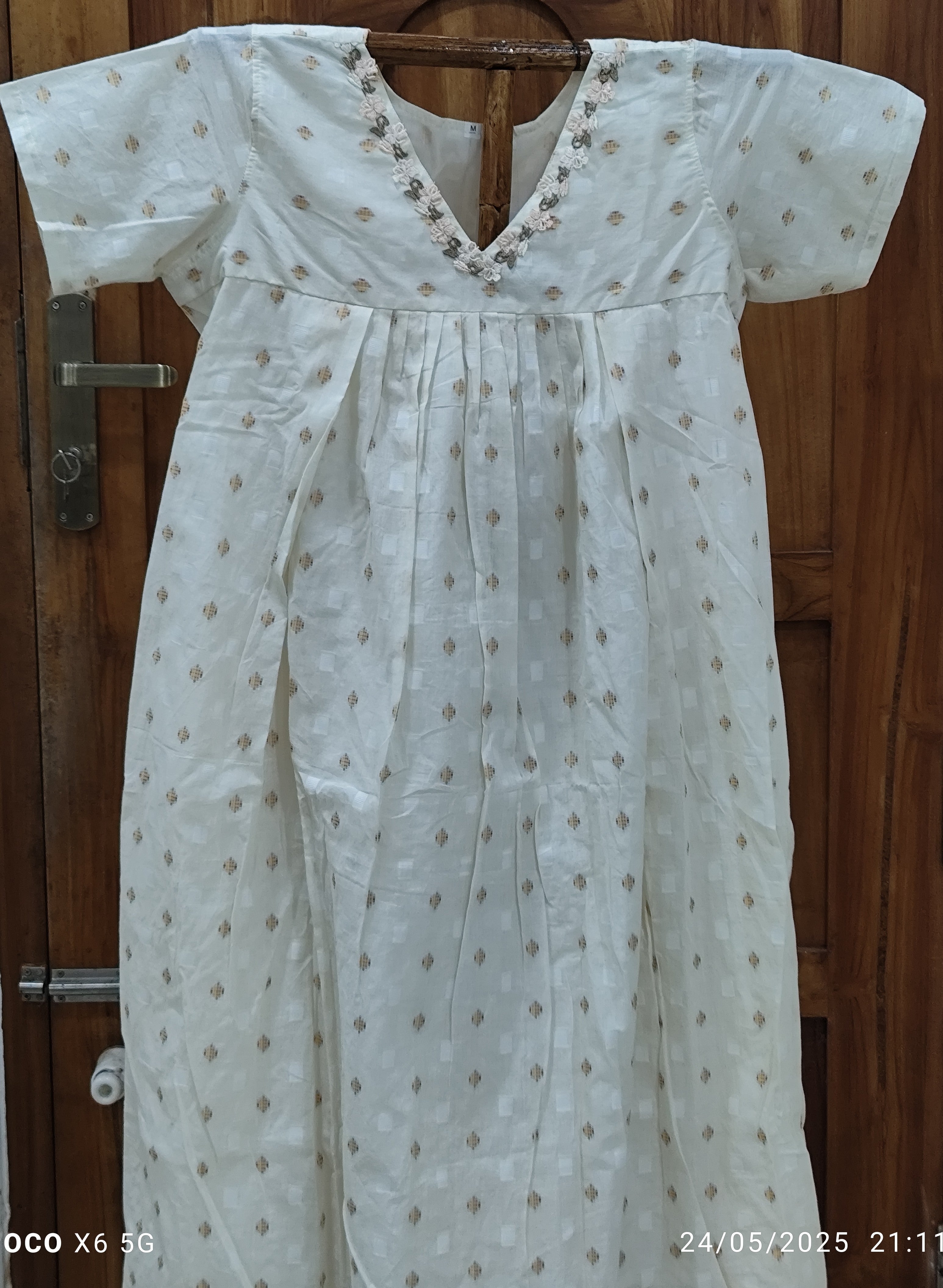 Cotton Pleated, Side zip, With Pockets, Back A-line Large Printed Maternity Wear